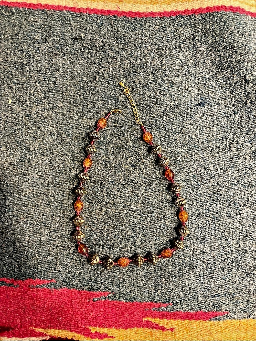 Beaded Necklace Brown & Gold Like New
